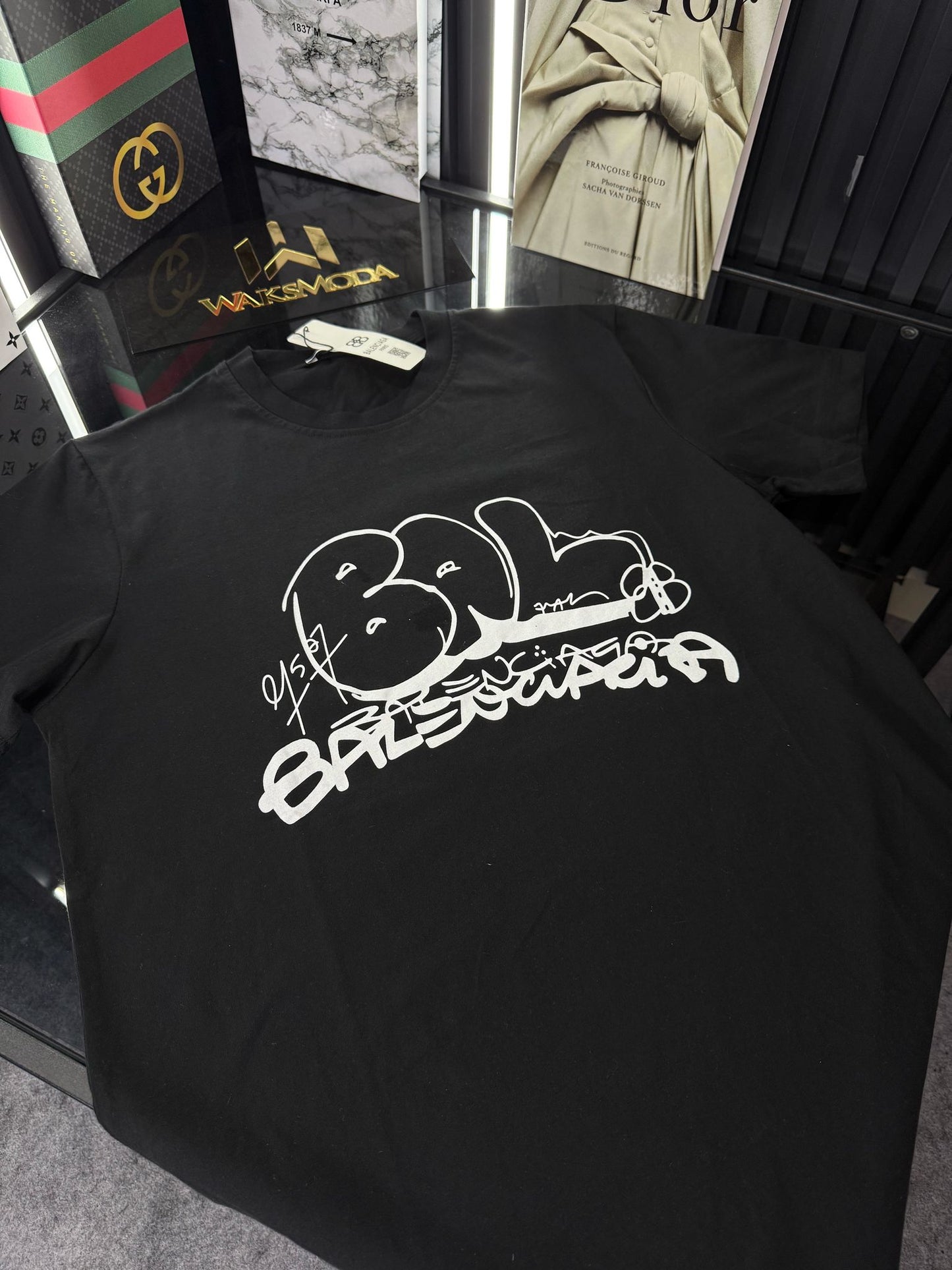 BALENCIAGA Siyah Bisiklet Yaka Tshirt