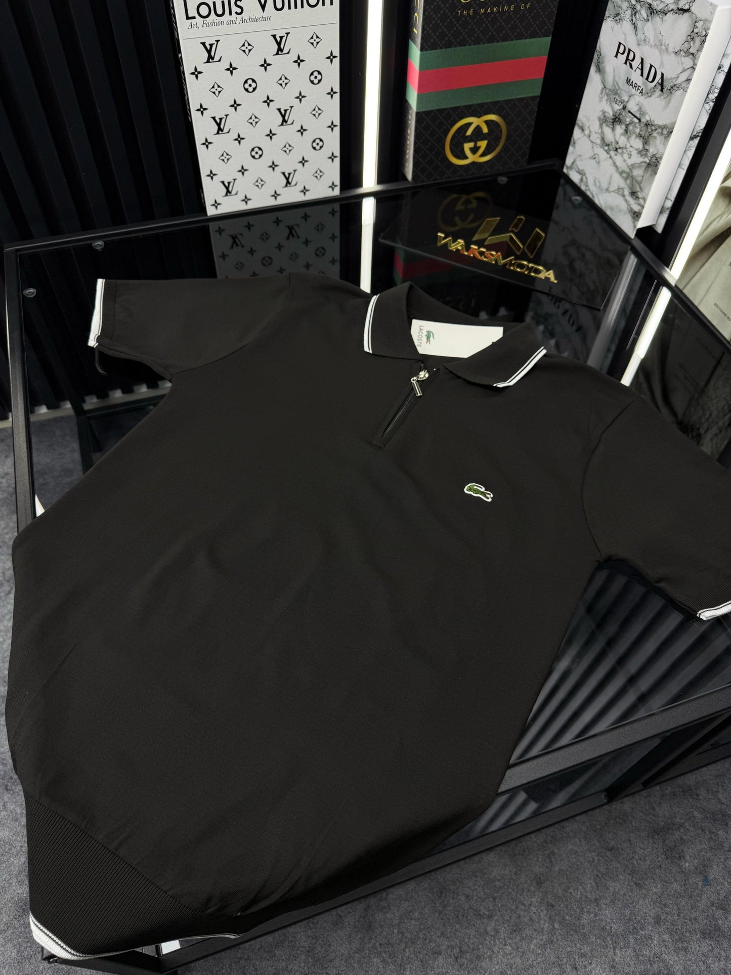 LCST Polo Yaka Örme Triko Tshirt /Siyah