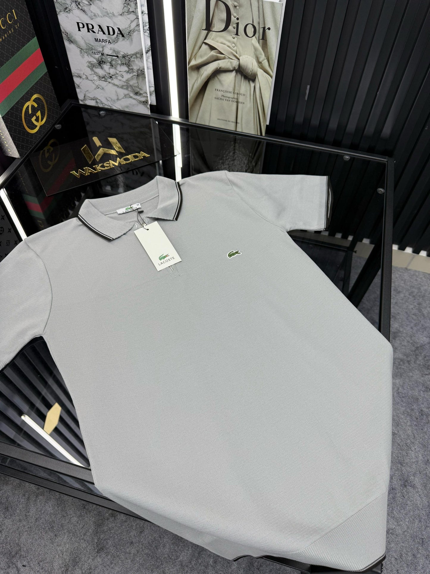 LCST Polo Yaka Örme Triko Tshirt /Gri