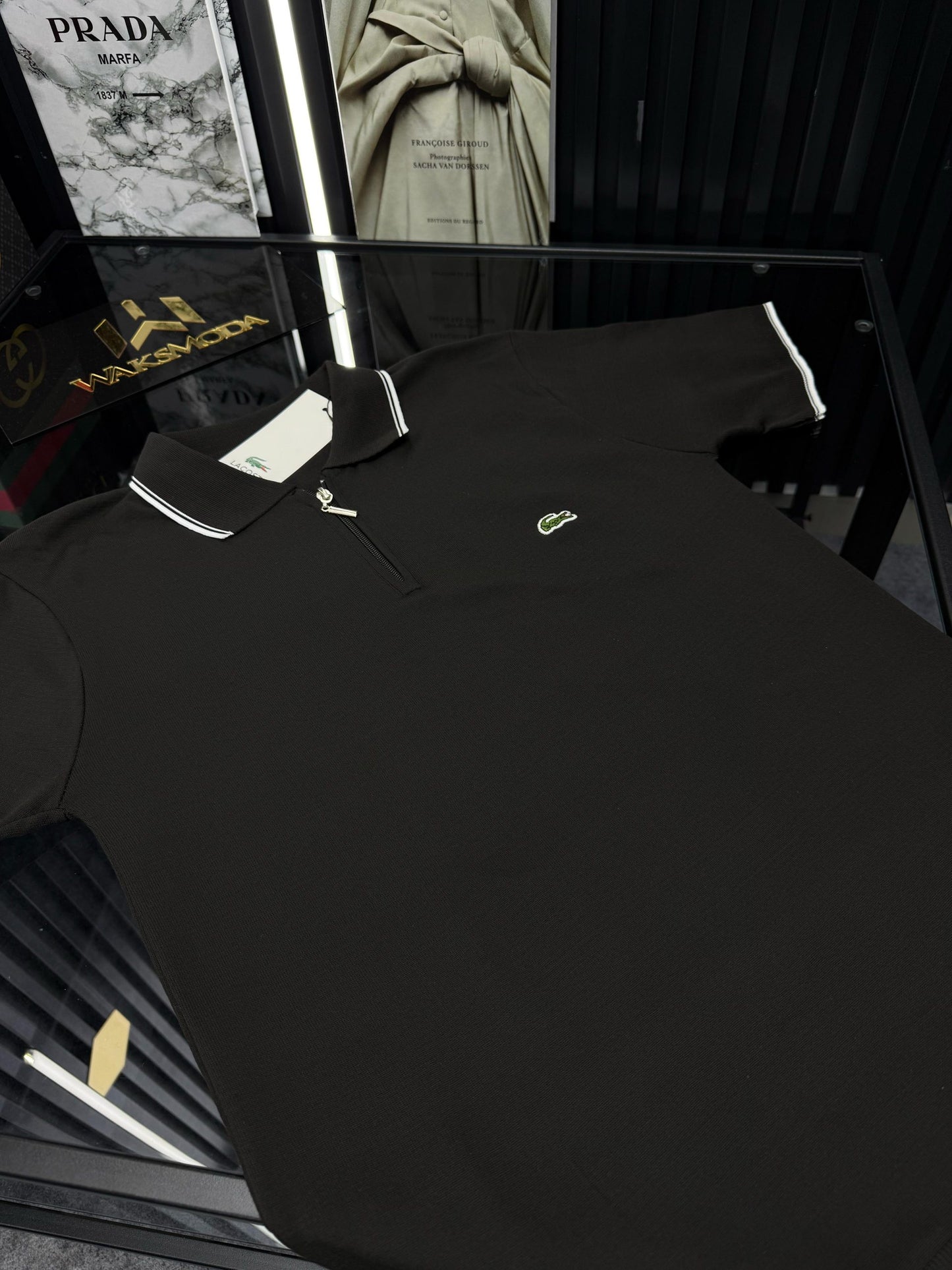 LCST Polo Yaka Örme Triko Tshirt /Siyah