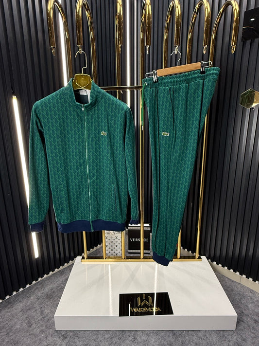 Lacoste  Kalın Ribana Yeşil Beyaz Eşofman Takımı