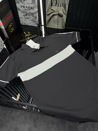 LCST Şeritli Örme Triko Tshirt /Gri
