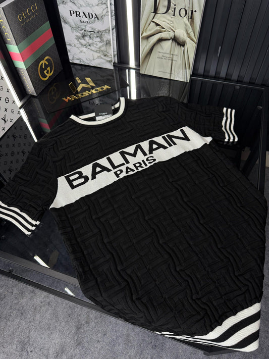BALMAIN Örme Triko Tshirt /Siyah