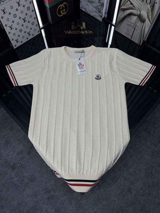 MNCLR Polo Yaka Örme Triko Tshirt /Beyaz
