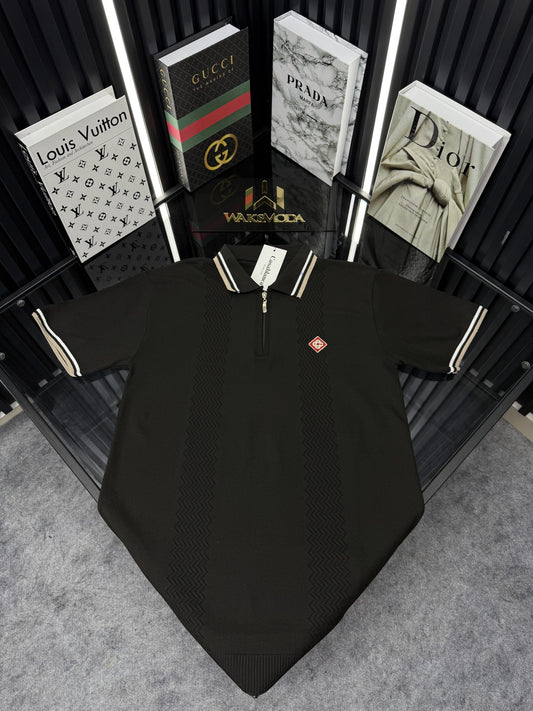 CSBLNC Polo Yaka Örme Triko Tshirt /Siyah