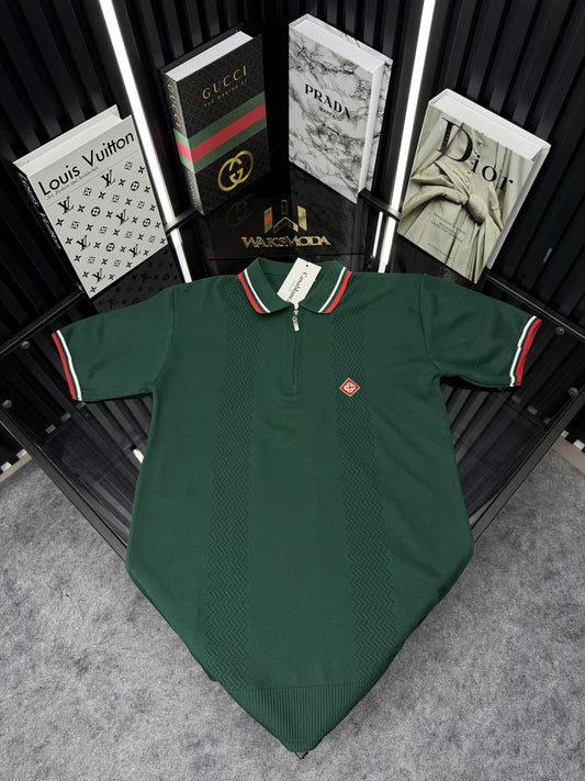 CSBLNC Polo Yaka Örme Triko Tshirt /Yeşil