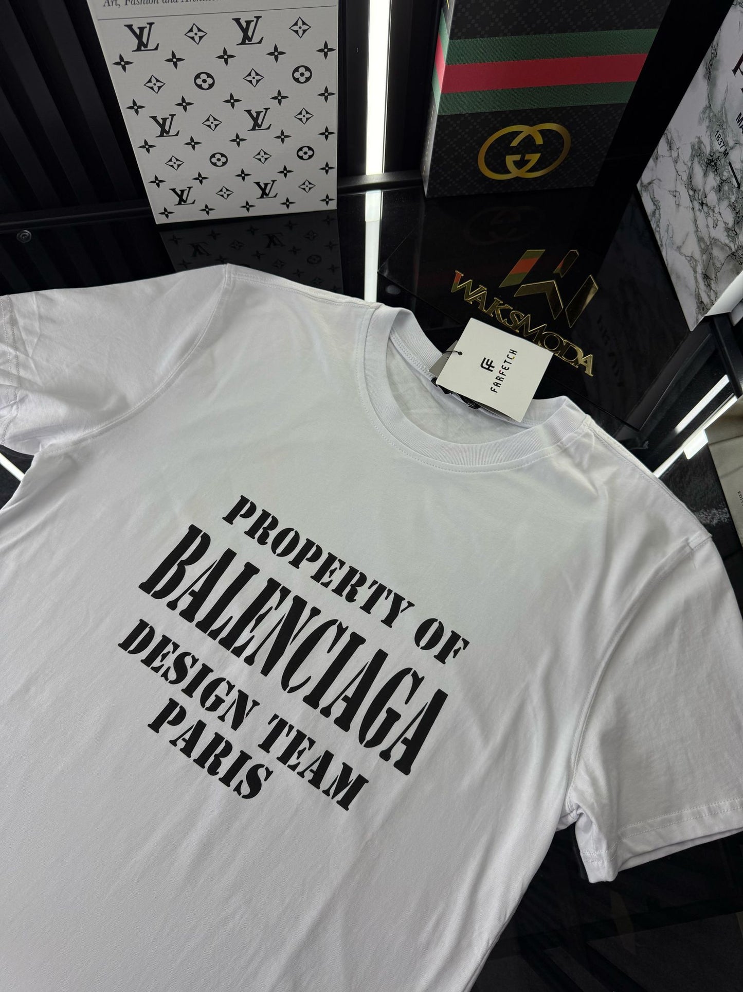 BALENCIAGA Beyaz Bisiklet Yaka Tshirt