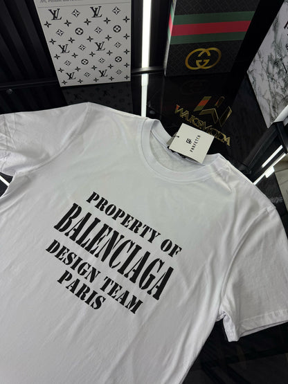 BALENCIAGA Beyaz Bisiklet Yaka Tshirt
