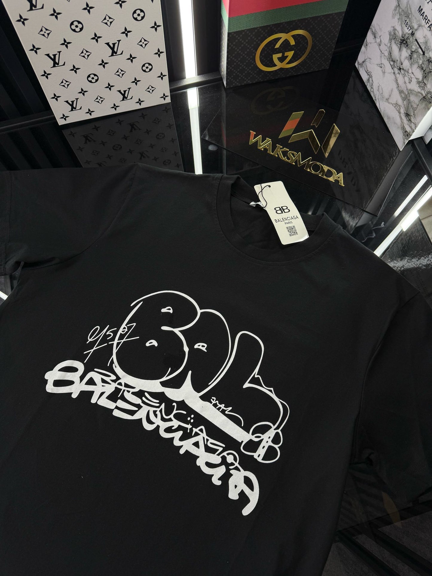 BALENCIAGA Siyah Bisiklet Yaka Tshirt