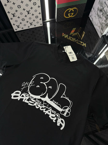 BALENCIAGA Siyah Bisiklet Yaka Tshirt