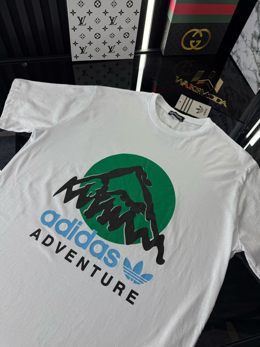 ADS Beyaz Bisiklet Yaka Tshirt