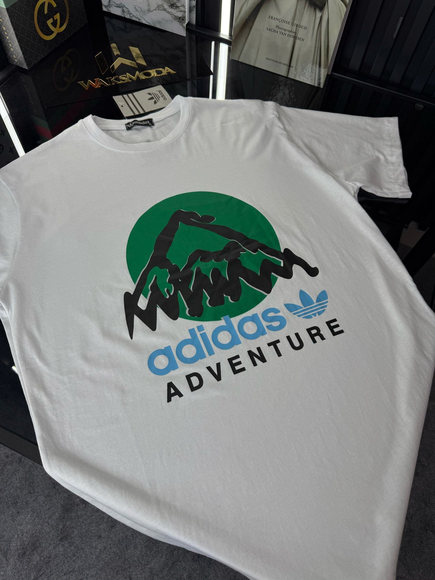 ADS Beyaz Bisiklet Yaka Tshirt