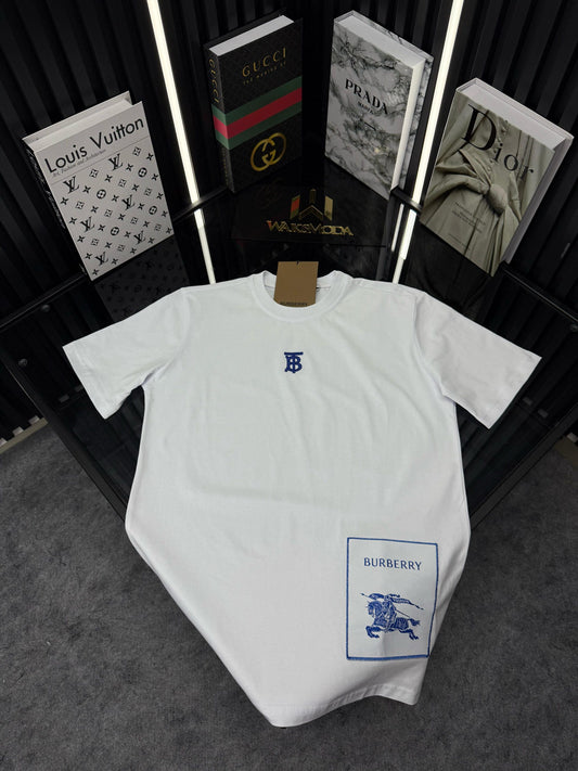 BRBRY Bisiklet Yaka Tshirt M/Beyaz