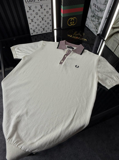 FP Polo Yaka Örme Triko Tshirt /Beyaz