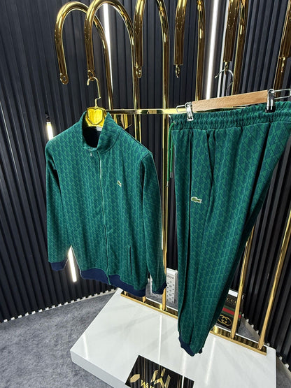 Lacoste  Kalın Ribana Yeşil Beyaz Eşofman Takımı