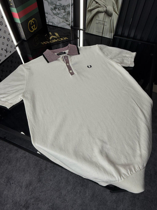 FP Polo Yaka Örme Triko Tshirt /Beyaz